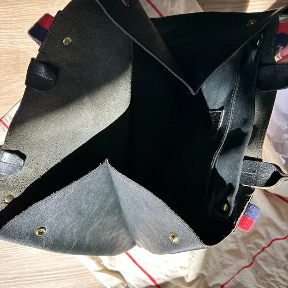 Clare V. Navy Tote Bag with Red and Navy Straps - Picture 6 of 9